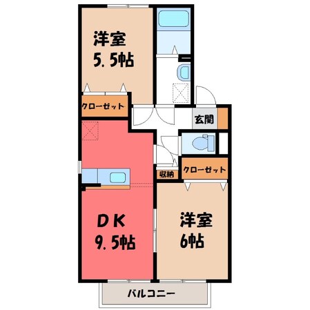 小山駅 バス14分  市営塚崎住宅下車：停歩11分 2階の物件間取画像